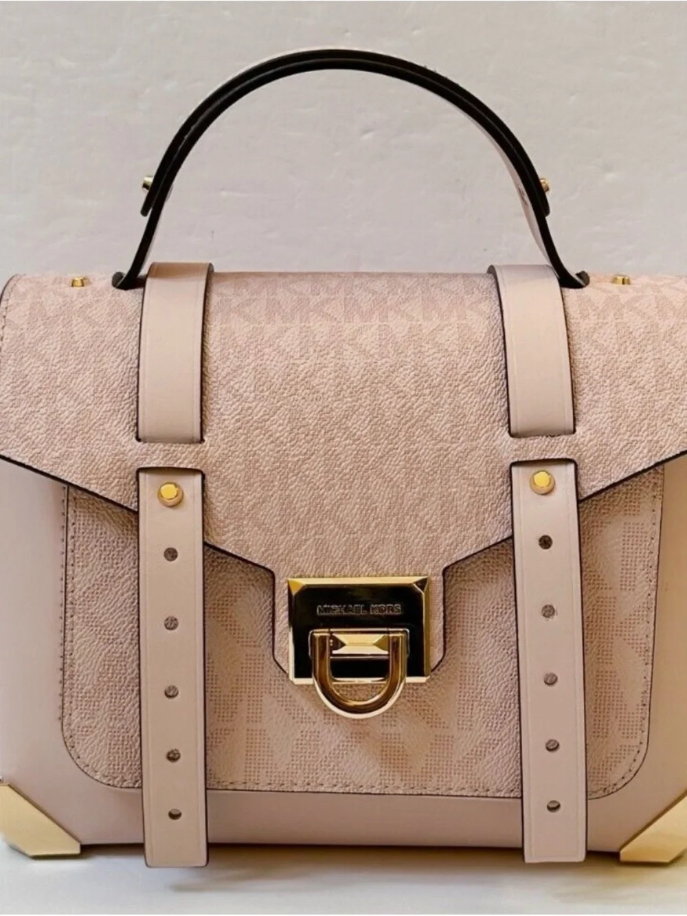 Michael Kors Manhattan Light Blush Pink Top-Handle Satchel w/ Gold Hardware EUC